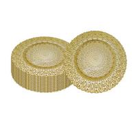 Neel Blue Charger Plates For Table Decoration - Gold Peacock Design - Pack Of 12