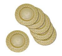 Neel Blue Charger Plates For Table Decoration - Gold Peacock Design - Pack Of 6