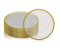 Neel Blue Charger Plates For Table Decoration - Gold Trim Pearl Flower - Pack Of 12