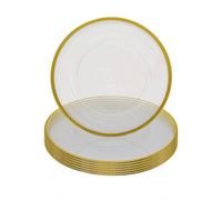 Neel Blue Charger Plates For Table Decoration - Gold Trim Pearl Flower - Pack Of 6
