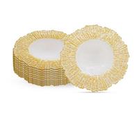 Neel Blue Charger Plates For Table Decoration - Golden Crackled - Pack Of 12