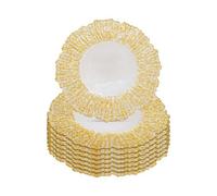 Neel Blue Charger Plates For Table Decoration - Golden Crackled - Pack Of 6