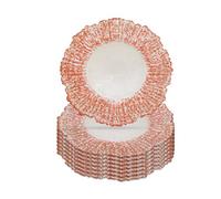 Neel Blue Charger Plates For Table Decoration - Rose Gold Crackled - Pack Of 6