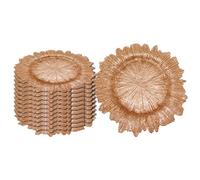 Neel Blue Charger Plates For Table Decoration - Rose Gold With Vintage - Pack Of 12