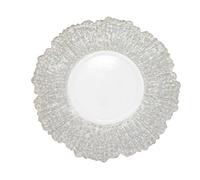 Neel Blue Charger Plates For Table Decoration - Silver Crackled
