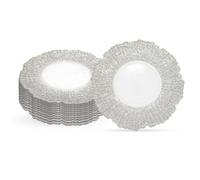 Neel Blue Charger Plates For Table Decoration - Silver Crackled - Pack Of 12