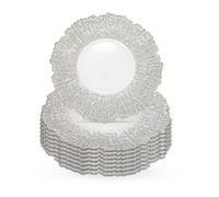 Neel Blue Charger Plates For Table Decoration - Silver Crackled - Pack Of 6