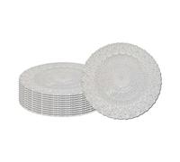 Neel Blue Charger Plates For Table Decoration - Silver Peacock Design - Pack Of 12