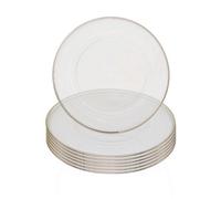 Neel Blue Charger Plates For Table Decoration - Silver Trim Pearl Flower - Pack Of 6