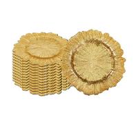 Neel Blue Charger Plates For Table Decoration - Vintage Design Golden - Pack Of 12