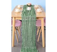 Neel Blue Cheesecloth Table Runner - 90cm x 300cm in Light Green | Size: 90 cm x 300 cm Neel Blue Light Green 90 cm x 300 cm