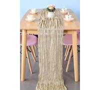 Neel Blue Cheesecloth Table Runner - 90cm x 400cm in Beige | Size: 90 cm x 400 cm Neel Blue Beige 90 cm x 400 cm
