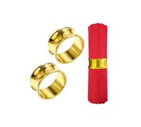 Neel Blue Christmas Beaded Rim Napkin Rings, Serviette Holders for Xmas Season - 6pcs in Gold Neel Blue Gold
