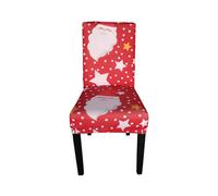 Neel Blue Christmas Chair Covers, Santa Claus & Snowflakes Printed, Red - 1Pc