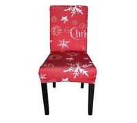 Neel Blue Christmas Chair Covers, Stars & Snowflakes Printed, Red - 1Pc