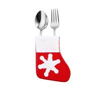 Neel Blue Christmas Cutlery Holder Set, Socks Stocking with Snowflakes Print - 24pcs in Red Neel Blue Red