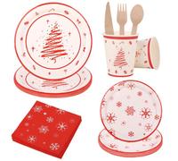 Neel Blue Christmas Dinnerware Set 112Pcs Disposable Tableware Set For Xmas Party