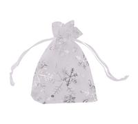 Neel Blue Christmas Gift Bag White Snowflakes Glitter Organza Bag, 7X9Cm - Pack Of 100