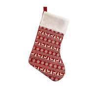 Neel Blue Christmas Santa Stocking Reindeer & Xmas Tree Printed Polyester Sock For Hanging Gift & Candy Pouch