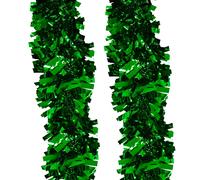 Neel Blue Christmas Shiny Metallic Chunky Tinsel Garland, 6.5ft in Emerald Neel Blue Emerald