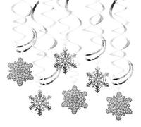 Neel Blue Christmas Snowflake Swirl Decorations, Silver & White Hanging Cutouts - 30Pcs