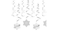 Neel Blue Christmas Snowflake Swirl Hanging Cutout Decoration - 30pcs in Silver Neel Blue Silver