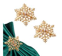 Neel Blue Christmas Snowflakes Napkin Rings With Diamante Rhinestone Serviettes Holders, Gold