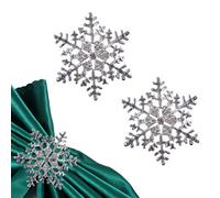 Neel Blue Christmas Snowflakes Napkin Rings With Diamante Rhinestone Serviettes Holders, Silver