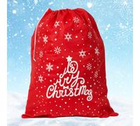 Neel Blue Christmas Snowflakes Red Felt Sack - 60Cm X 50Cm