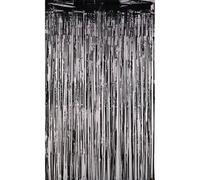 Neel Blue Christmas Tinsel Foil Fringe Curtain Backdrop Background, 1 X 2.5M, Black