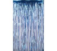 Neel Blue Christmas Tinsel Foil Fringe Curtain Backdrop Background, 1 X 2.5M, Blue
