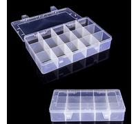 Neel Blue Clear Plastic Storage Box With Adjustable Divider, 15 Grids
