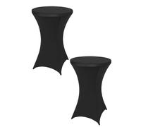 Neel Blue Cocktail Spandex Tablecloth High Top Round Table Cover, 32" x 43", 2pcs in Black Neel Blue Black