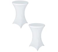 Neel Blue Cocktail Spandex Tablecloth High Top Round Table Cover, 32" x 43", 2pcs in White Neel Blue White