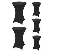 Neel Blue Cocktail Spandex Tablecloth High Top Round Table Cover, 32" x 43", 5pcs in Black Neel Blue Black