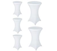 Neel Blue Cocktail Spandex Tablecloth High Top Round Table Cover, 32" x 43", 5pcs in White Neel Blue White