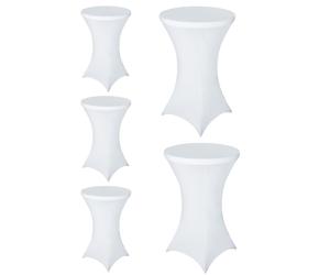 Neel Blue Cocktail Spandex Tablecloth High Top Round Table Cover, 32" x 43", 5pcs in White Neel Blue White