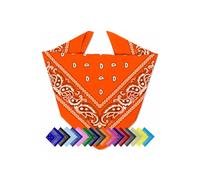Neel Blue Cotton Bandana Headband Scarf for Raves, Riding, Outdoor Activities, 54cm in Orange