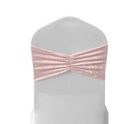 Neel Blue Crushed Velvet Polyester Chair Band, Glitz Shiny Fabric Sashes in Rose Neel Blue Rose