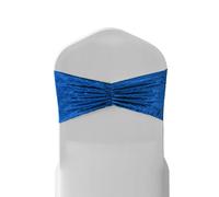 Neel Blue Crushed Velvet Polyester Chair Band, Glitz Shiny Fabric Sashes in Royal Neel Blue Royal