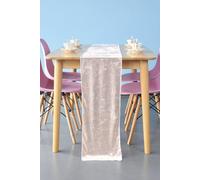 Neel Blue Crushed Velvet Table Runner, 33cm x 274cm in Dusty Pink | Size: 33 cm x 274 cm Neel Blue Dusty Pink 33 cm x 274 cm