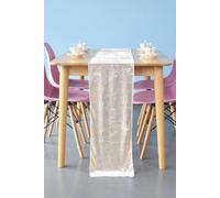 Neel Blue Crushed Velvet Table Runner, 33cm x 274cm in Metallic Gold | Size: 33 cm x 274 cm Neel Blue Metallic Gold 33 cm x 274 cm