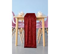 Neel Blue Crushed Velvet Table Runner, 33cm x 274cm in Red | Size: 33 cm x 274 cm Neel Blue Red 33 cm x 274 cm