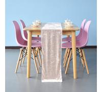 Neel Blue Crushed Velvet Table Runner, Blush Pink - 33Cm X 274Cm