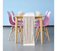 Neel Blue Crushed Velvet Table Runner, Champagne - 33Cm X 274Cm