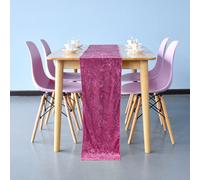 Neel Blue Crushed Velvet Table Runner, Pink - 33Cm X 274Cm