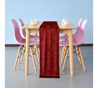 Neel Blue Crushed Velvet Table Runner, Red - 33Cm X 274Cm