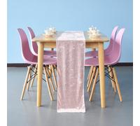 Neel Blue Crushed Velvet Table Runner, Rose Pink - 33Cm X 274Cm