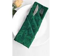 Neel Blue Damask Scrolled Leaves Pattern Polyester Napkin in Green Neel Blue Green