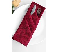 Neel Blue Damask Scrolled Leaves Pattern Polyester Napkin in Red Neel Blue Red